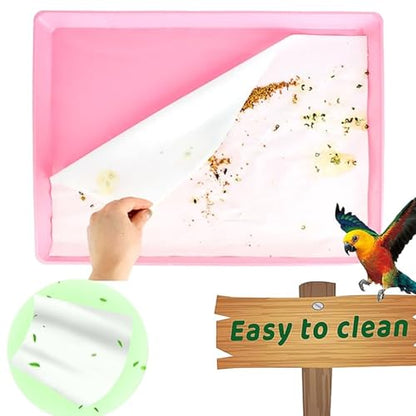 ZIQON 100 Pcs Bird Cage Liner Papers Big Size Cage Paper Liners Disposable Cage Paper Liners Precut Absorbent Cushion Pad Mat Accessories for Pet Bird Parrot - size: 12.5*20.5
