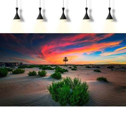 Sunrise Desert Reptile Tank Background Beautiful Sunset Desert Green Plants Terrarium Background Sand Peaks Dunes Desert Landscape Reptile Habitat Background Sunset Desert Aquarium Background 48x20in - size: 48(W)x20(H)inches/ 120(W)*50cm(H)