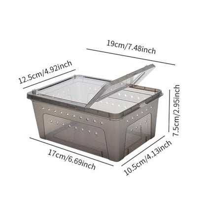 Reptile Feeding Box Climbing Pet Breeding Box Portable with Small Vents Turtle Transport Container Hatching Case for Scorpion, Black