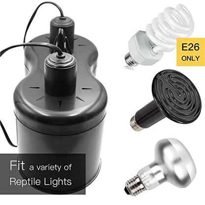 Dual Dome and Infrared Basking Light, Reptile Light Fixture and Red Heat Lamp Bulb for Reptiles Bearded Dragon Lizard