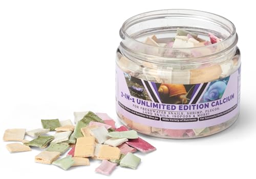 Unlimited Edition Calcium - 3 Flavors in 1 Jar, for Strong Shells, Healthy Molts, 100% Natural, Does Not Dissolve in Water, Fast Sinking for Shrimp, Snails & More! Biologist Made in USA