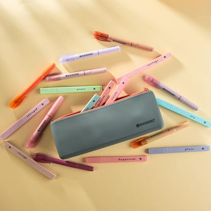 DIVERSEBEE Soft Silicone Pencil Case, Aesthetic Pencil Pouch with Zipper, Cute Pen Bag for School, Bible Journaling Supplies and Accessories, Pencil Organizer (Ocean) - color: Ocean
