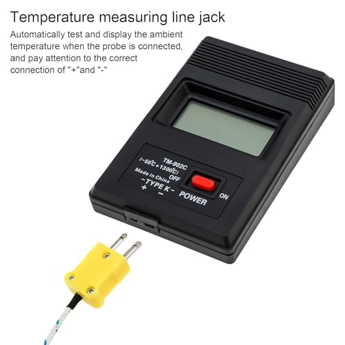 K-Type Digital Thermometer with Thermocouple Probe Wire, -50°C to 1300°C Measurement Range, LCD Backlight LCD Thermometer