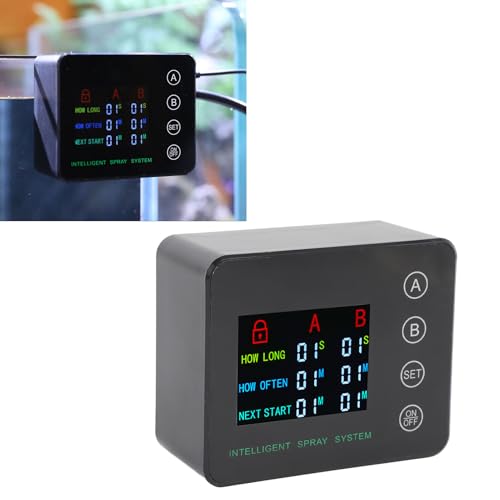 Double Pump Reptile Humidifier Misting System with Color Screen Adjustable Nozzle Automatic Spraying Reptile Mister for Aquarium