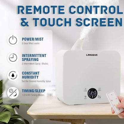 LANUEVA Reptile Humidifier, Quiet Reptile Fogger for Terrariums with Telescopic Hose & 2.5L Tank, Remote Control & Touch Screen, Timing Function, for Reptiles, Green Plants, Home Use