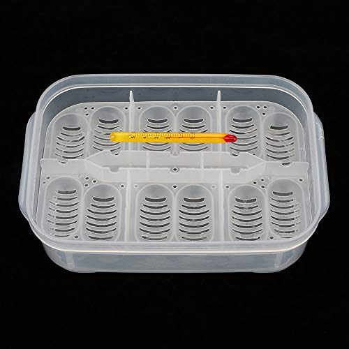 TOPINCN 12 Slots Reptile Egg Breeding Hatchery Box Reptile Egg Incubator Hatcher Hatching Box Reptile Incubation Egg Tray for Lizard Snake with Thermometer
