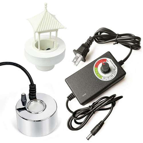 Mist Maker Fogger with Mist Volume Regulator, Water Pond Fountain Fogger with Removable Splash Guard for Water Fountain Pond Pot Rockery Sink (Mist Volume Regulator, Without Light) - size: Without Light, style: Adjustable Style