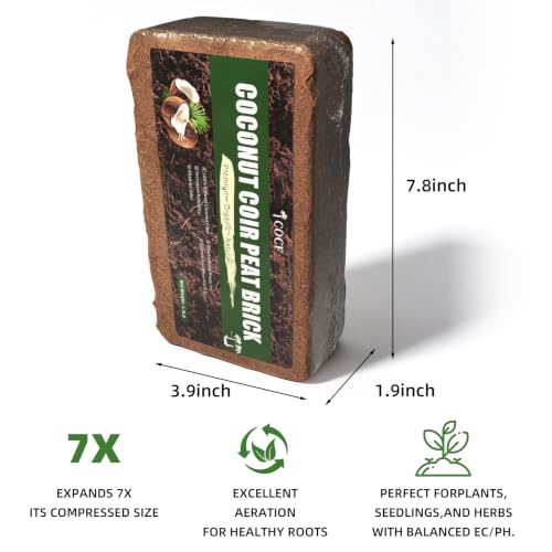 Coco Coir Brick - Low EC & pH Balanced, Compressed Organic Coconut Fiber Potting Mix for Indoor Outdoor Plants, Seed Starting, Hydroponics & Reptile Bedding（1.4lb） - size: 1Pcs