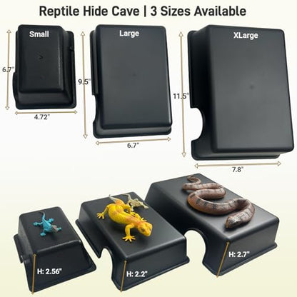 Small 2 Pcs Humid Hideout Cave for Reptiles, Snake Hide for Ball Pythons, Gecko Hide, Leopard Geckos, Bearded Dragons,Compact Terrarium Decor with Easy-Clean Design (6.70"x4.72"x2.56") - size: Small (2 Count)