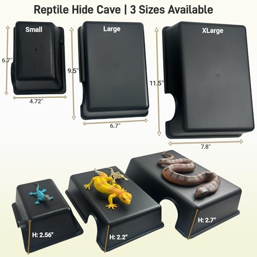 2 Pcs Humid Hideout Cave for Reptiles, Snake Hide for Ball Pythons, Gecko Hide, Leopard Geckos, Bearded Dragons,Compact Terrarium Decor with Easy-Clean Design (9.5"x6.7"x2.2" Large) - size: Large (2 Count)