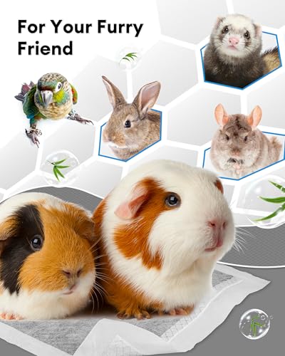 BUCATSTATE Disposable Guinea Pig Cage Liners 30 Count, Super Absorbent Guinea Pig Bedding, Bamboo Charcoal Odor Control Pee Pads for Rabbits, Ferrets and Birds (18''x24'') - size: 30 Count
