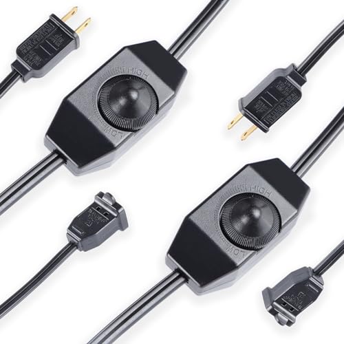 4PCS Lamp Dimmer Switch Extension Cord Plug in Dimmer,Rotary Control for 150 Watt Dimmable Lights,Christmas Village Houses Lights Cord,Salt Light,6 ft Cord - color: Black, size: 4 Pack