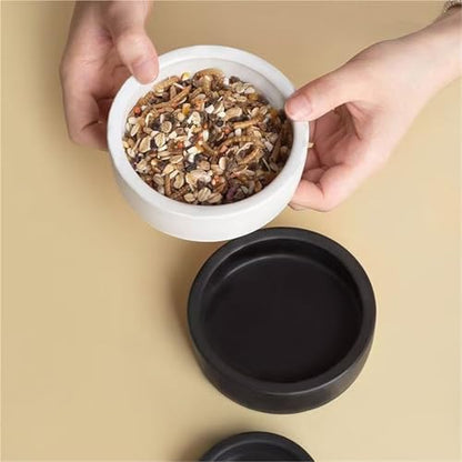 Ceramic Reptile Feeding Bowl Anti-Escape Worm Dish Lizard Gecko Bearded Dragon Food Water Bowl Terrarium Habitat Decor - size: S+M