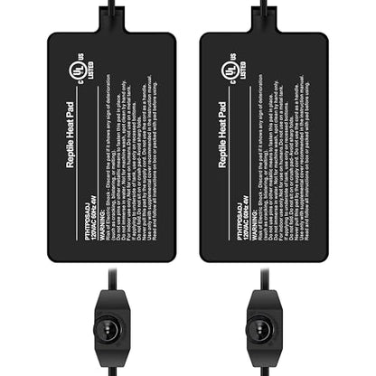 Simple Deluxe 4X7 Inch 4W Reptile Heating Pad with Temperature Adjustable Knob Under Tank Terrarium Heating Mat for Turtles, Lizards, Frogs, and Other Reptiles, 2 Pack - size: 4" x 7", style: 2 Pack Heat Pad with Adjust Knob