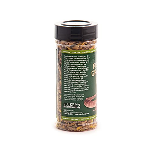 Fluker's Freeze Dried Grasshoppers, Nutrient-Packed, Ideal for Lizards, Reptiles, Birds, Fish, Hedgehogs, 1.7 oz