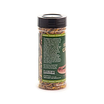Fluker's Freeze Dried Grasshoppers, Nutrient-Packed, Ideal for Lizards, Reptiles, Birds, Fish, Hedgehogs, 1.7 oz