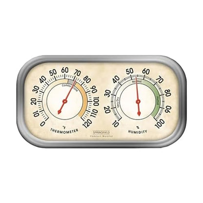 Springfield Color Track Humidity Meter and Indoor Thermometer, Analog Weather Station for the Bedroom, Nursery, Storage, and Inside the Home
