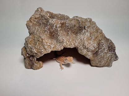 Reptile Simulation Rock Hideouts Cave Amphibian Hides Resin Habitat Decor Shelter for Gecko Leopard Lizards Toad Turtle (Medium) grey
