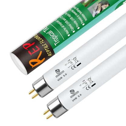 T8 UVB Reptile Light 15W 5.0-2 Pack,UVA UVB Light Bulb for Reptiles,Reptile UVB Lamp Tube for Bearded Dragon - size: 18inch-5.0