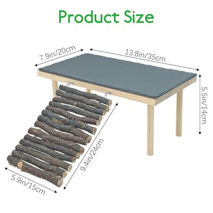 BNOSDM Bearded Dragon Basking Rock Platform with Climbing Ramp Reptiles Hideout Hide Cave Reptile Tank Accessories Suit for Tortoise, Lizard, Toad, Gecko (Large)