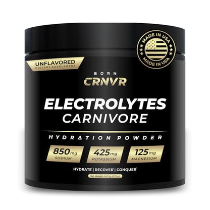 Carnivore Electrolytes Powder – High Sodium (850mg) Unflavored | Zero Sugar, No Fillers | Electrolyte Replacement for Keto & Fasting Hydration | Energy & Performance | 60 Servings