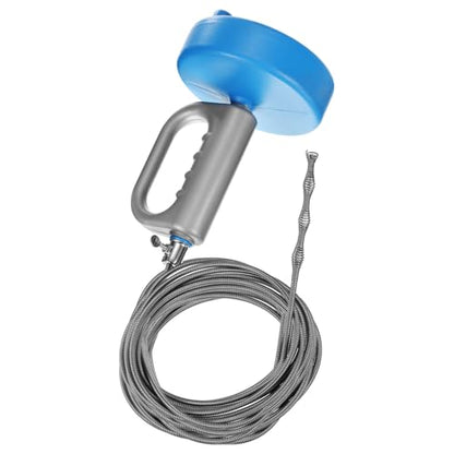 HARFINGTON Drain Augers 49 Ft Stainless Steel Flexible Plumbing Auger Hair Drain Cleaner Tool Toilet Auger Clog Remover Tool for Kitchen Bathroom Shower Sink Toilet Bathtub, Blue - size: 15m