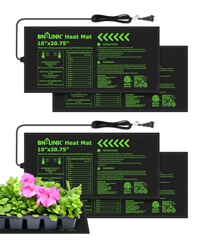 BN-LINK Durable Seedling Heat Mats for Seed Starting 10" x 20.75", 4 Pack Waterproof Warming Mat for Plants Germination, Plant Heating Pad for Indoor Growing, Hydroponic, Greenhouse, ETL Listed - size: 10x20.75 4 Pack