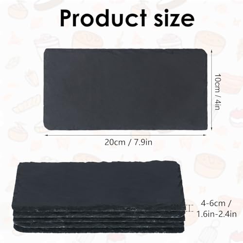 16 Pack 4 x 8 Inch Slate Cheese Boards, Black Rectangle Slate Charcuterie Boards, Natural Charcuterie Stone Plates for Parties, Gifts, and Special Events, Cheese, Sushi, Food. - size: 16 Pack 4 x 8 Inch
