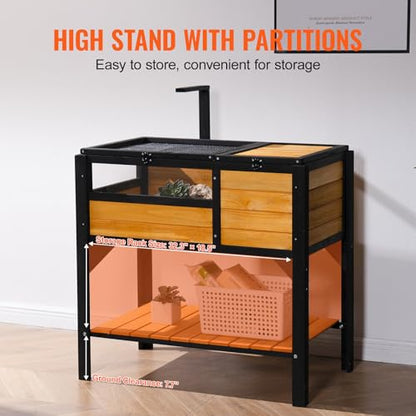 Happybuy Tortoise Habitat, Wooden Tortoise House Indoor & Outdoor, Tortoise Enclosure with Light Stand, Reptile Enclosure Small Animal Cage with Stand Legs for Gecko, Lizard, Snake