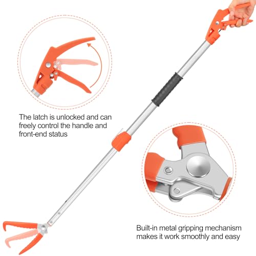 Kalkal 79" Snake Grabber Tool, Professional Aluminum Alloy Telescopic Rattle Snake Tongs, Heavy Duty Reptile Grabber Snake Catcher Wide Jaw Pick-up Handling Tool with Lock - size: 79 inch