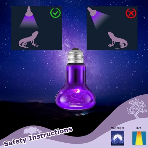 75W Reptile Night Light Bulb – Purple Basking Spot Lamp with Simulated Moonlight for Lizards, Chameleons, Snakes, Turtles, Amphibians – UVA Heat Light – 2 Pack | 3.2" - color: Purple, size: 75W - Gen1 - R63