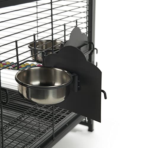 Prevue Pet Products Playtop Travel Carrier - Outdoor Travel Bird Cage for Small Parrots & Birds, Front Facing Door, Rope Perch, Lightweight & Portable, Easy Transport - Black
