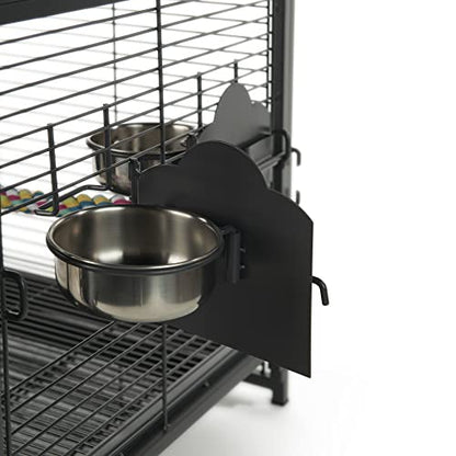 Prevue Pet Products Playtop Travel Carrier - Outdoor Travel Bird Cage for Small Parrots & Birds, Front Facing Door, Rope Perch, Lightweight & Portable, Easy Transport - Black
