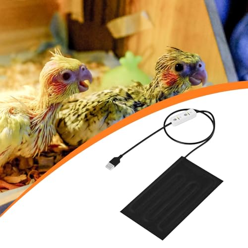 Reptile Heating Pad with Timer Multipurpose USB Terrarium Heating Mat Warming Cushion for Turtles Frogs Parrot Snake, 10cmx20cm