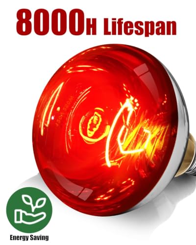 250W R40 Red Heat Lamp Bulbs, 8000 Hours Rated, Infrared Flood Light, Brooder Heating Lamp for Chickens, Reptiles, Pets, Bathroom, E26 Base - 2 Pack - color: Red, size: 2 Pack