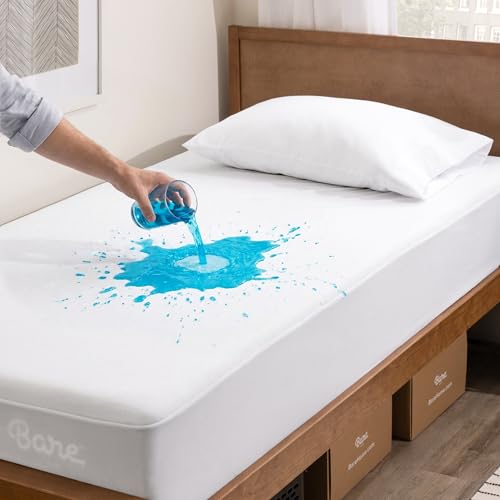 Bare Home Twin Size Mattress Protector - 100% Waterproof & Breathable - Cooling Mattress Cover - Protects Against Spills - Vinyl Free Noiseless - Dorm Essentials - Protect Your Mattress (Twin, White) - color: White, size: Twin (Mattress Protector)