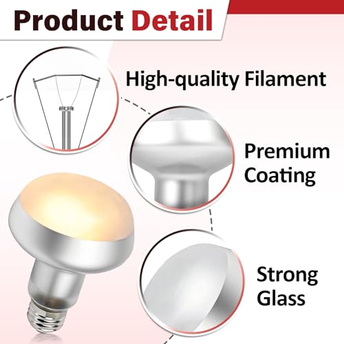 4 Pcs Reptile Heat Lamp, 100W UVA Basking Light Bulb, Intense Basking Spot with Simulated Sunlight for Turtles, Chickens, Pet Brooder & Household Heating