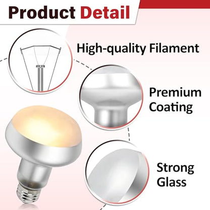 4 Pcs Reptile Heat Lamp, 100W UVA Basking Light Bulb, Intense Basking Spot with Simulated Sunlight for Turtles, Chickens, Pet Brooder & Household Heating