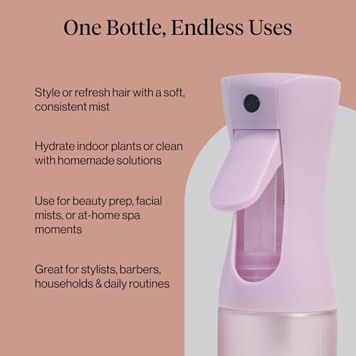 Kitsch Continuous Spray Bottle for Hair – Fine Mist Water Mister & Water Spray Bottle – Recycled Hair Spray Bottle – Spray Bottles for Cleaning, Styling, Plants & More – Sheer Violet, 150ml - color: Sheer Violet