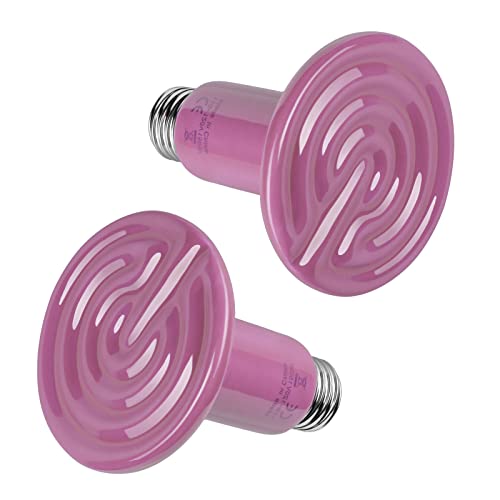 Simple Deluxe 150W Reptiles Ceramic Heat Lamp Suitable for E26 Base, 24H Heat Source, No Light Emitting Infrared Heat Bulbs, 2-Pack for Duck Lizard Turtle Snake