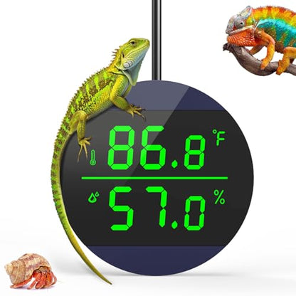 QZQ Reptile Thermometer and Humidity Gauge, LED Digital Thermometer Hydrometer, Reptile Tank Accessories for Bearded Dragon, Crested Gecko, Snake, Jumping Spider, Lizard, USB Power Supply (Blue) - color: Blue