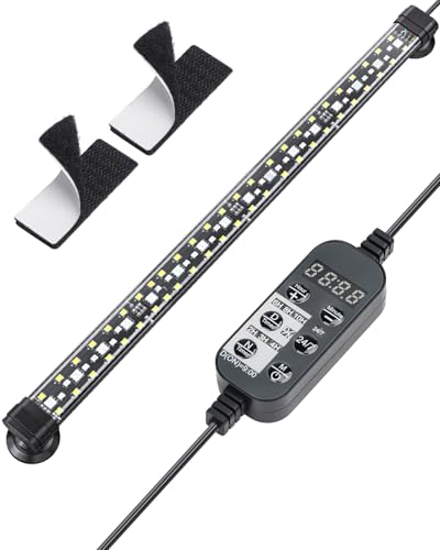Pawfly 8 W Aquarium LED Light 16 Inch 24/7 Fish Tank Light with Full Spectrum IPX8 Waterproof Lights Multi-Colored LEDs with D/N Mode Single Color Effects Timer and Adjustable Brightness - color: Basic, size: 16 Inch for 17 to 30 Inch Tank