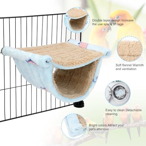BWOGUE Winter Warm Bird Nest Bed Hanging Hammock Snuggle Hut Parrot House Tent Toy Bird Cage Perch for Parakeet Budgies Cockatiels Lovebird Cockatoo Finch Hamster Chinchilla Guinea Pig - color: Sky Blue, size: Medium (9"x7.2")