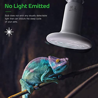 HealSmart Reptile Heat Lamp Bulb Ceramic Heat Emitter 100W No Light Emitting Brooder Coop Heater for Amphibian Pet & Incubating Chicken, White - size: 100W
