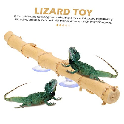 Abaodam Bearded Dragon Climbing Branch Suction Cup Reptile Decor for Lizard Enrichment Durable Natural Wood Structure for Bearded Dragons Geckos More