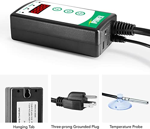 iPower Digital Thermostat Controller for Heat Mat, Seed Germination, Reptiles and Brewing Breeding Incubation Greenhouse, 40-108°F - size: 1000W-Green, style: 1 Pack