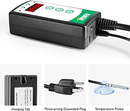 iPower Digital Thermostat Controller for Heat Mat, Seed Germination, Reptiles and Brewing Breeding Incubation Greenhouse, 40-108°F - size: 1000W-Green, style: 1 Pack