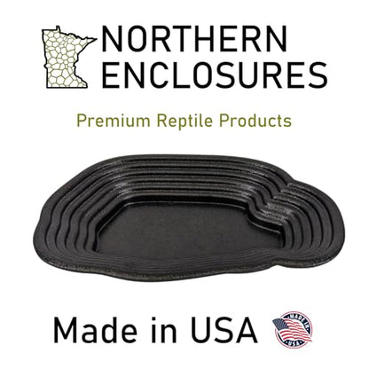 Large Reptile Bathing Pool Reptile Feeding Dish Water Bowl with Steps Aquarium Ornament for Gecko, Snake, Turtle, Bearded Dragon, Lizard Bath