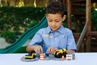 CAT Construction Toys, Dig N' Build Concrete Playset with 10 Oz of Compound, 2 Little Machine Vehicles, Ages 3+ - style: Concrete