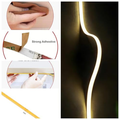 ULVYNTEX Ultra-Narrow 3mm USB Powered Cob Led Strip Lights Self-Adhesive, for Kitchen Cabinets, Bedroom, Gaming Desk (4000k Natural White, 2ft) - color: 4000k Natural White, size: 2ft